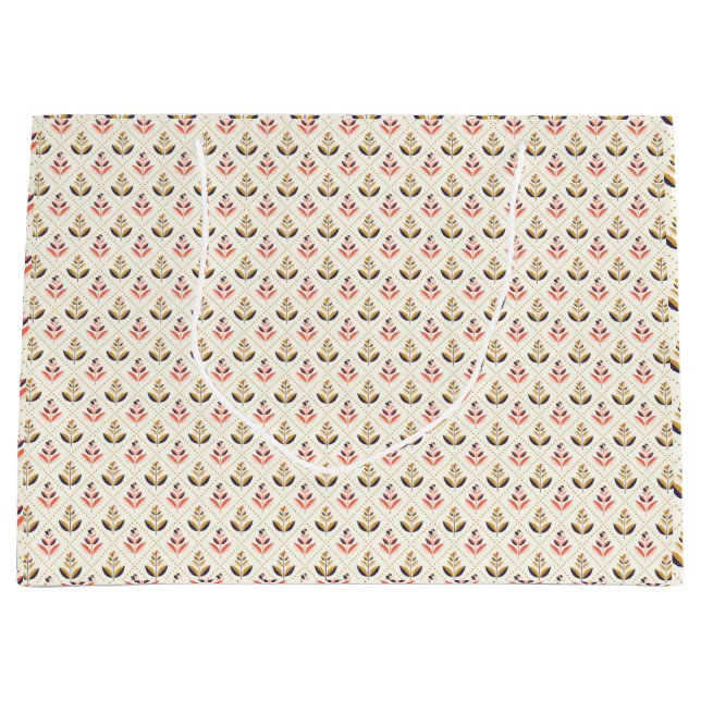 Floral tote bag design with beige background  (Front)