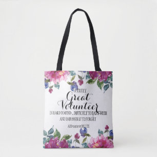 Floral tote Volunteer Thank you Appreciation Gift  Bag
