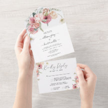 Floral tout en un Faire-part de mariage
