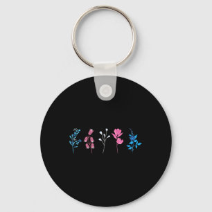 Floral Transgender Pride, Lgbtq Trans Flag Flower, Keychain
