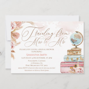 Floral Travelling from Miss to Mrs Bridal Shower Invitation