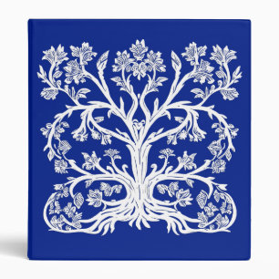 Floral Tree of Life in White on Cobalt Blue  Binder