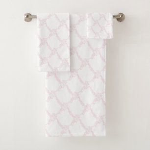 Floral Trellis White Bath Towel Set