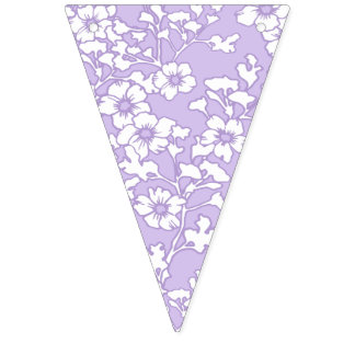 Floral Trellis White - Purple Bunting Flags