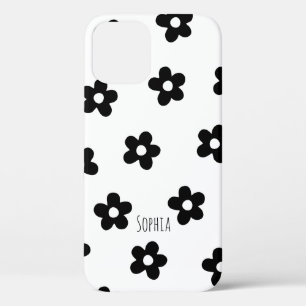 Floral Trendy Black and white Chic Spring iPhone 12 Case