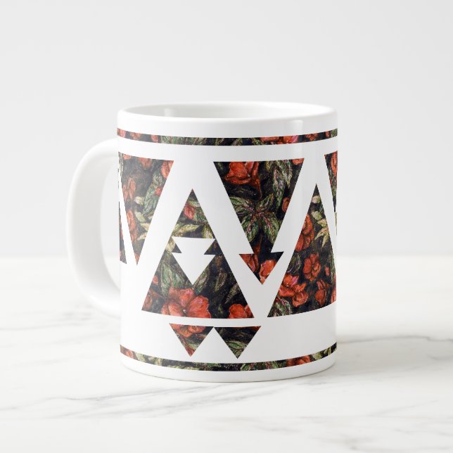 Floral Triangles and Arrows Large Coffee Mug (Front Left)