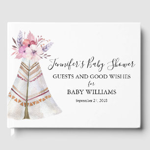 Floral Tribal Teepee Baby Shower Guest Book