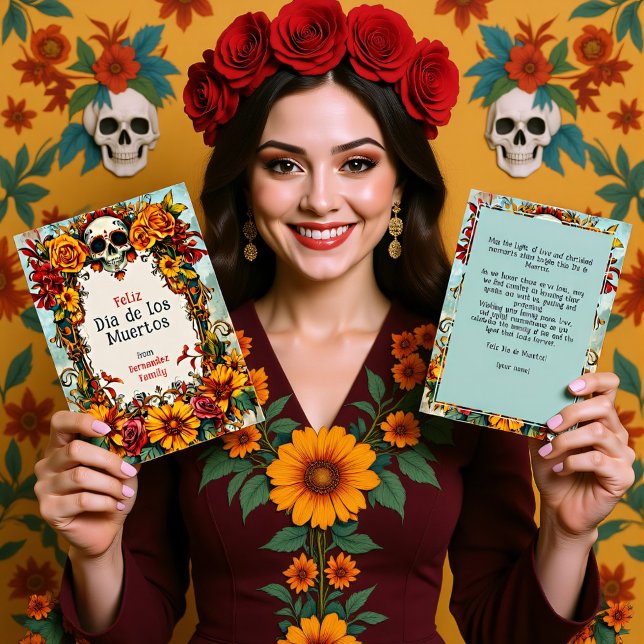 💀🎉Floral Tribute Dia de los Muertos Card (Floral Tribute Dia de los Muertos Card)