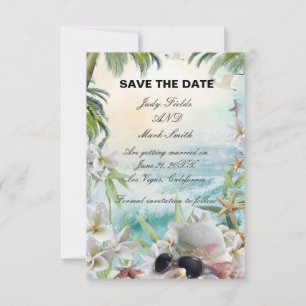 Floral Tropical Beach Mariage Enregistrer La Carte