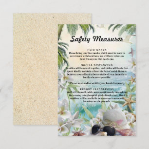 Floral Tropical Beach Wedding Safety Measures Enclosure Card
