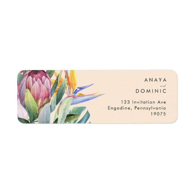Floral tropical coloré | Adresse de retour de pêch (Devant)