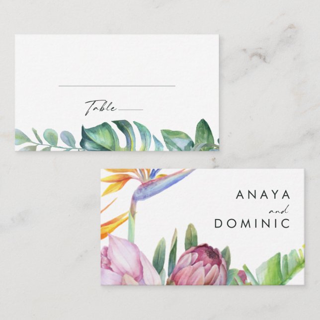 Floral tropical coloré | Carte Mariage (Devant / Derrière)