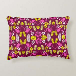 Floral Tropical Fruit Patterned Accent Pillow