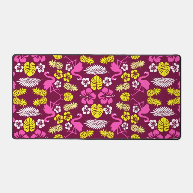 Floral Tropical Fruit Patterned Desk Mat (Front)
