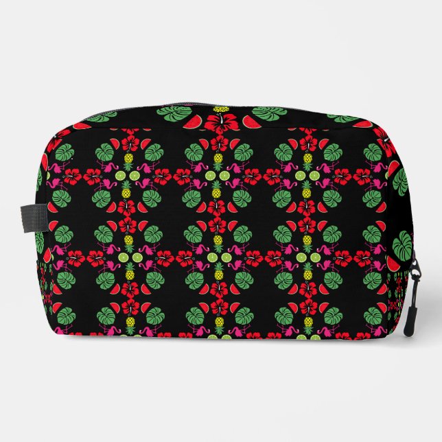 Floral Tropical Fruit Patterned Dopp Kit (Front)