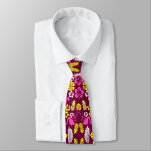 Floral Tropical Fruit Patterned Tie