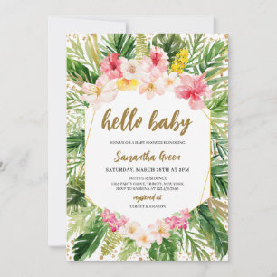 Floral Tropical Girl Baby Shower Invitation