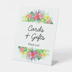 Floral Tropical Paradise Flamingo Cards and Gifts Pedestal Sign