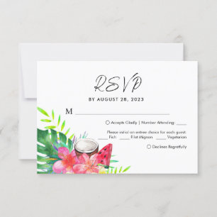 Floral Tropical Paradise Palm Leaves Wedding RSVP