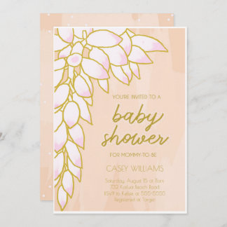 Floral Tropical Pink Blush Baby Shower Invitation