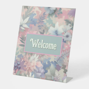 Floral/Tropical spring/easter pastel Pedestal Sign