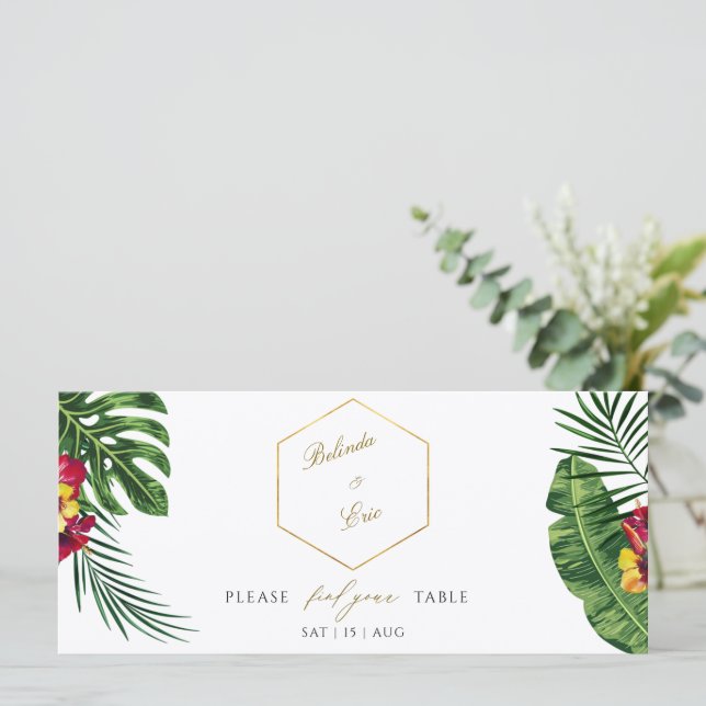 Floral Tropical Wedding Seating Chart Program (Standing Front)