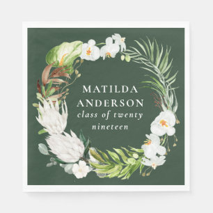 Floral tropical wreath graduation party napkin