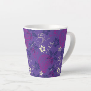 Floral Tuk Tuk & Ongi Pattern Latte Mug