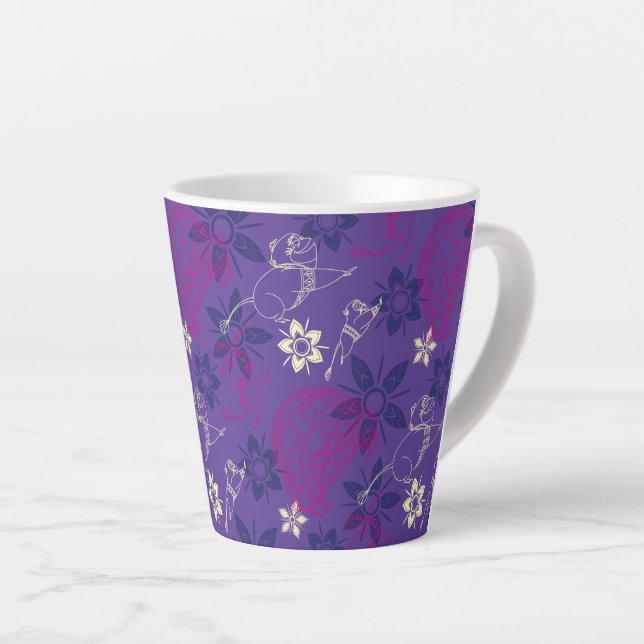 Floral Tuk Tuk & Ongi Pattern Latte Mug (Right Angle)