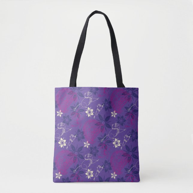 Floral Tuk Tuk & Ongi Pattern Tote Bag (Front)
