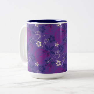 Floral Tuk Tuk & Ongi Pattern Two-Tone Coffee Mug