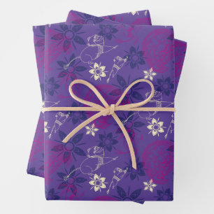 Floral Tuk Tuk & Ongi Pattern Wrapping Paper Sheet