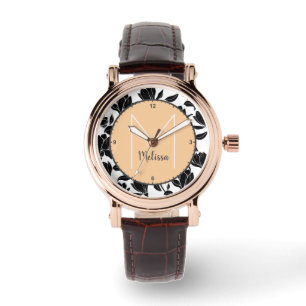 Floral Tulip Flowers Modern Orange Cute Customized Watch