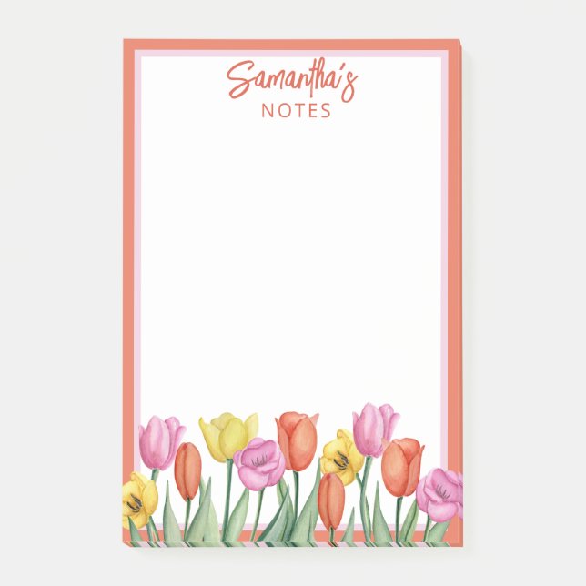 Floral Tulips Birthday Party Post-it Notes (Front)