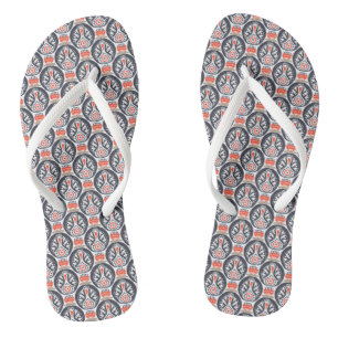Floral Turkey Folk Art Pattern Flip Flops