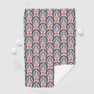 Floral Turkey Folk Art Pattern Golf Towel