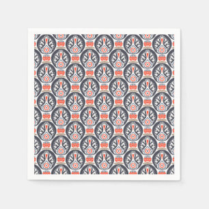 Floral Turkey Folk Art Pattern Napkin