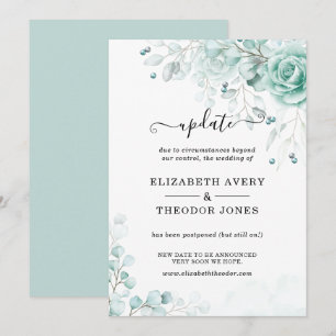 Floral Turquoise and sage greens Wedding Update Invitation