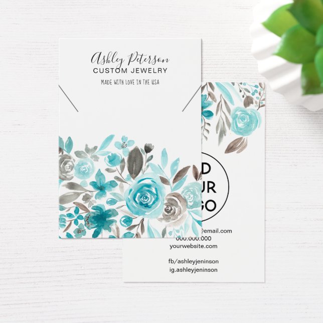Floral turquoise aquarelle bijoux encolure (Bureau)