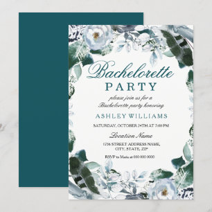 Floral Turquoise Green Bachelorette Invitation