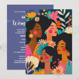 Floral Turquoise International Women's Day Invitation