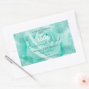 Floral Turquoise Produit Étiquette Rose Palm Feuil