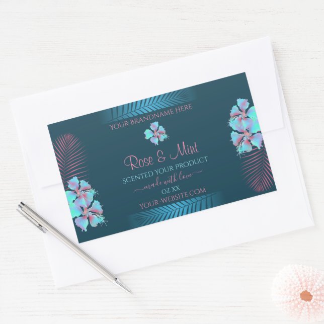 Floral Turquoise Produits Étiquettes Tropic Pink P (Enveloppe)
