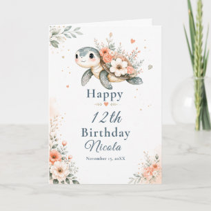 Floral Turtle Birthday Card