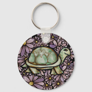 Floral Turtle Love cute Turtles Heart shell        Keychain