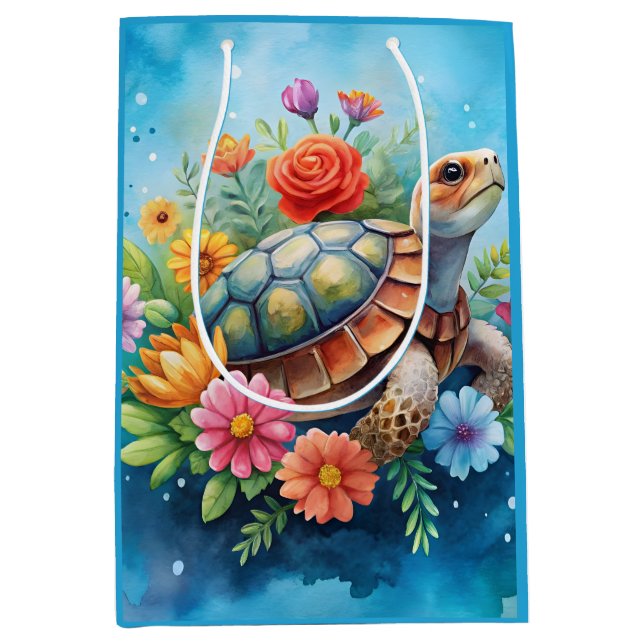 Floral Turtle Medium Gift Bag (Front)