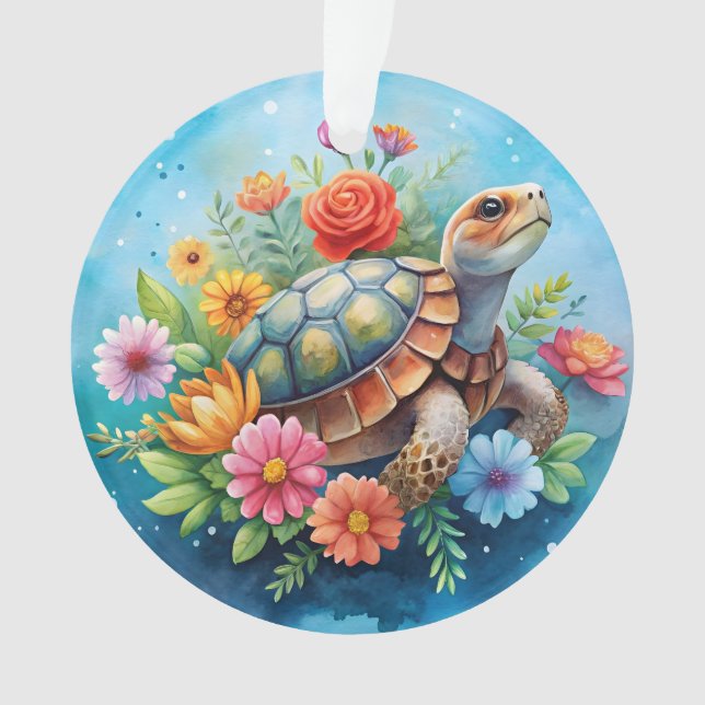 Floral Turtle Ornament (Front)