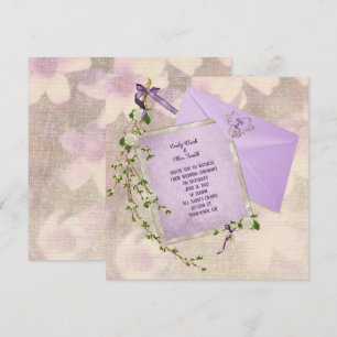 floral twig on wedding invite with envelope design