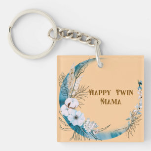 Floral Twin Mama Keychain