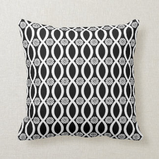 Floral Twist Black And White / Modern Flowers Throw Pillow